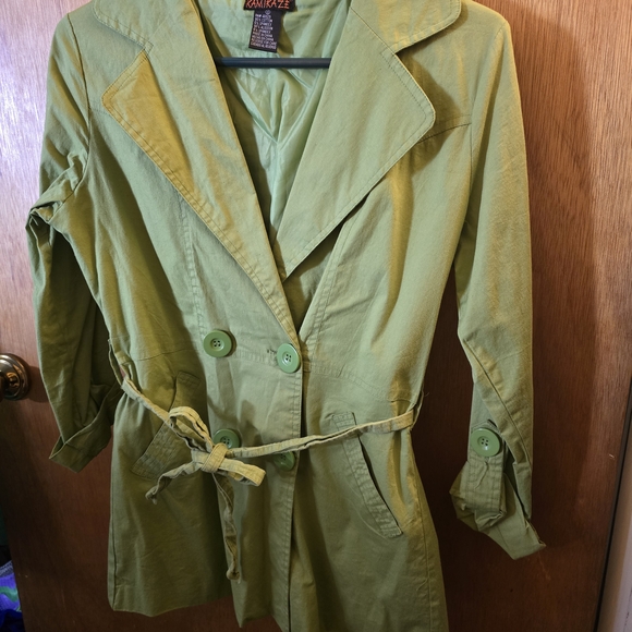 kamikaze Jackets & Blazers - Kamikaze Green Belted Trench Coat